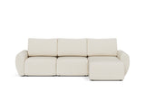 Norum sovesofa med chaiselong og Curve armlæn i 531 Bouclé Off White, set forfra