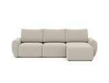 Norum sovesofa med chaiselong og Curve armlæn i 539 Bouclé Beige, set forfra