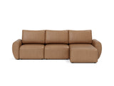 Norum sovesofa med chaiselong og Curve armlæn i 551 Faunal Brown, set forfra