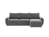 Norum sovesofa med chaiselong og Curve armlæn i 563 Twist Charcoal, set forfra