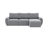 Norum sovesofa med chaiselong og Curve armlæn i 565 Twist Granite, set forfra