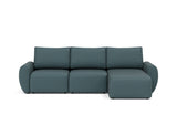 Norum sovesofa med chaiselong og Curve armlæn i 851 Mahoga Dark Blue, set forfra