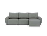Norum sovesofa med chaiselong og Curve armlæn i 852 Mahoga Seal Grey, set forfra