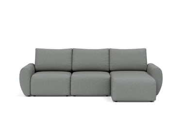 Norum sovesofa med chaiselong og Curve armlæn i 852 Mahoga Seal Grey, set forfra