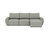 Norum sovesofa med chaiselong og Curve armlæn i 853 Mahoga Dove Grey, set forfra