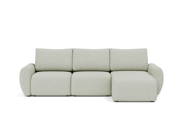 Norum sovesofa med chaiselong og Curve armlæn i 888 Mozart Slate Brown, set forfra