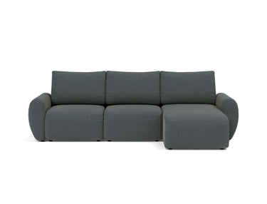 Norum sovesofa med chaiselong og Curve armlæn i 894 Mozart Grey Bronze, set forfra