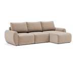 Norum sovesofa med chaiselong og Curve armlæn i 417 Esina Mocha, set skråt forfra