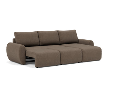 Norum sovesofa med chaiselong og Curve armlæn i 411 Esina Cedar Brown, som lounger