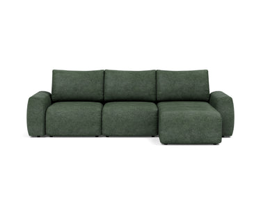 Norum sovesofa med chaiselong og Chunky armlæn i 281 Avella Pine Green, set forfra