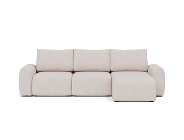Norum sovesofa med chaiselong og Chunky armlæn i 300 Weda Sand, set forfra