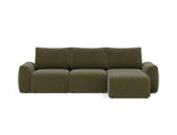 Norum sovesofa med chaiselong og Chunky armlæn i 316 Cordufine Pine Green, set forfra