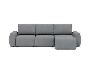 Norum sovesofa med chaiselong og Chunky armlæn i 320 Corocco Shadow Grey, set forfra