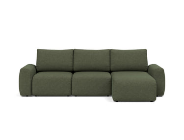 Norum sovesofa med chaiselong og Chunky armlæn i 353 Taura Forest, set forfra