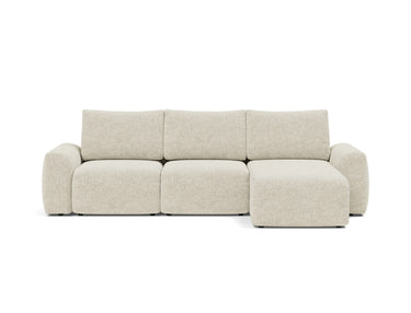 Norum sovesofa med chaiselong og Chunky armlæn i 357 Taura Off White, set forfra