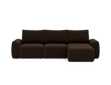Norum sovesofa med chaiselong og Chunky armlæn i 358 Taura Chocco, set forfra