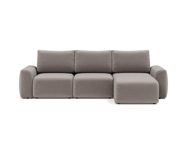Norum sovesofa med chaiselong og Chunky armlæn i 418 Esina Truffle, set forfra