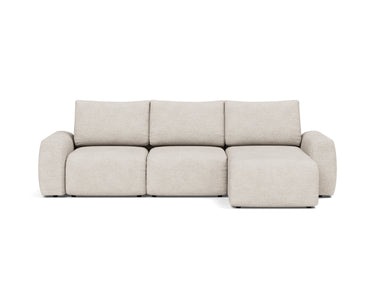 Norum sovesofa med chaiselong og Chunky armlæn i 470 Yuveno Natural, set forfra