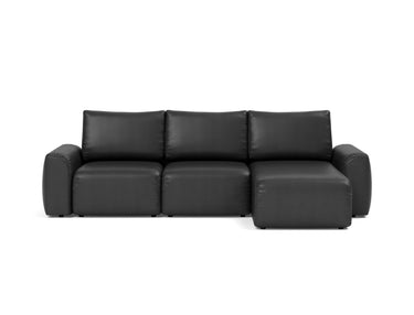 Norum sovesofa med chaiselong og Chunky armlæn i 550 Faunal Black, set forfra