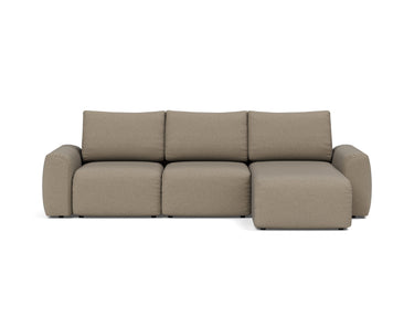 Norum sovesofa med chaiselong og Chunky armlæn i 850 Mahoga Caramel, set forfra