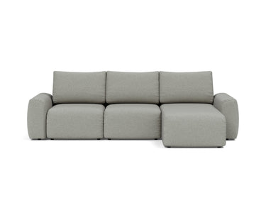Norum sovesofa med chaiselong og Chunky armlæn i 853 Mahoga Dove Grey, set forfra