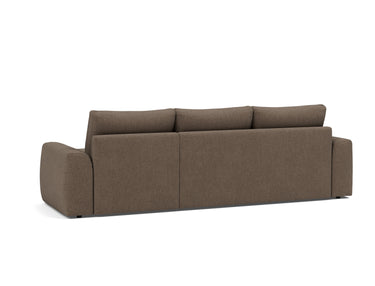 Norum sovesofa med chaiselong og Chunky armlæn i 411 Esina Cedar Brown, set skråt bagfra