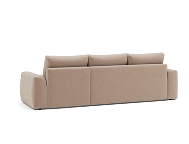 Norum sovesofa med chaiselong og Chunky armlæn i 417 Esina Mocha, set skråt bagfra