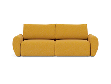 Norum sovesofa med Curve armlæn i 536 Bouclé Ochre, set forfra