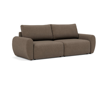 Norum sovesofa med Curve armlæn i 411 Esina Cedar Brown, set skråt forfra