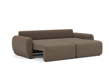 Norum sovesofa med Curve armlæn i 411 Esina Cedar Brown, slået ud til seng