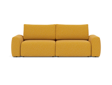 Norum sovesofa med Chunky armlæn i 536 Bouclé Ochre, set forfra
