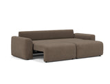 Norum sovesofa med Chunky armlæn i 411 Esina Cedar Brown, slået ud til seng