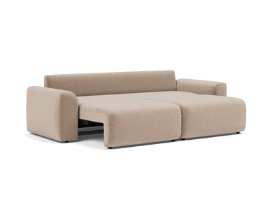Norum sovesofa med Chunky armlæn i 417 Esina Mocha, slået ud til seng