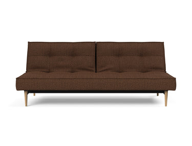 Splitback Styletto Light Wood sovesofa i 359 Taura Cappuccino, set forfra