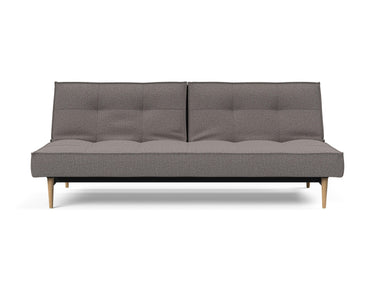 Splitback Styletto Light Wood sovesofa i 521 Mixed Dance Grey, set forfra