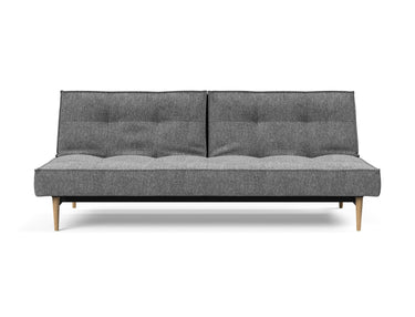 Splitback Styletto Light Wood sovesofa i 563 Twist Charcoal, set forfra