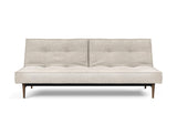 Splitback Styletto Dark Wood sovesofa i 280 Avella Sand, set forfra