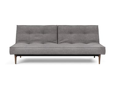 Splitback Styletto Dark Wood sovesofa i 282 Avella Warm Grey, set forfra
