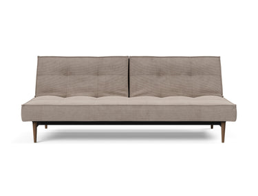 Splitback Styletto Dark Wood sovesofa i 318 Cordufine Beige, set forfra