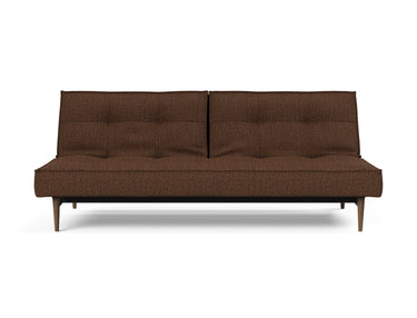 Splitback Styletto Dark Wood sovesofa i 359 Taura Cappuccino, set forfra