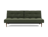 Splitback Styletto Dark Wood sovesofa i 413 Esina Olive Green, set forfra