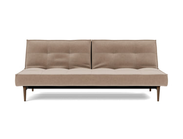 Splitback Styletto Dark Wood sovesofa i 417 Esina Mocha, set forfra