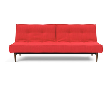 Splitback Styletto Dark Wood sovesofa i 511 Elegance Red, set forfra