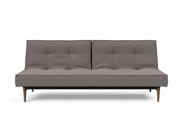 Splitback Styletto Dark Wood sovesofa i 521 Mixed Dance Grey, set forfra
