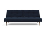 Splitback Styletto Dark Wood sovesofa i 528 Mixed Dance Blue, set forfra