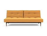 Splitback Styletto Dark Wood sovesofa i 536 Bouclé Ochre, set forfra