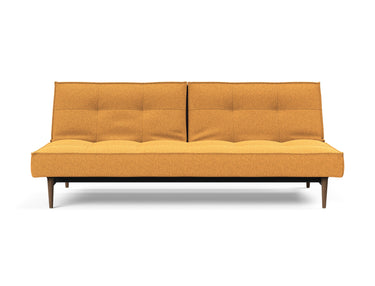 Splitback Styletto Dark Wood sovesofa i 536 Bouclé Ochre, set forfra
