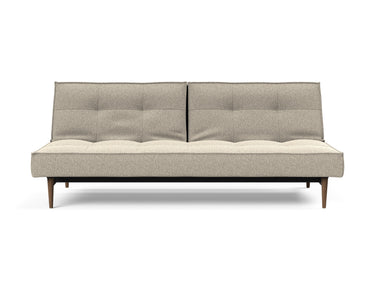 Splitback Styletto Dark Wood sovesofa i 539 Bouclé Beige, set forfra