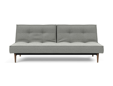 Splitback Styletto Dark Wood sovesofa i 853 Mahoga Dove Grey, set forfra
