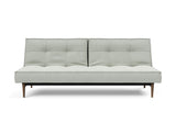 Splitback Styletto Dark Wood sovesofa i 888 Mozart Slate Brown, set forfra